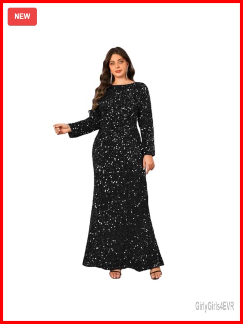 Velvet Sequin Formal Bodycon Maxi Gown Long Sleeve Evening Party Dress